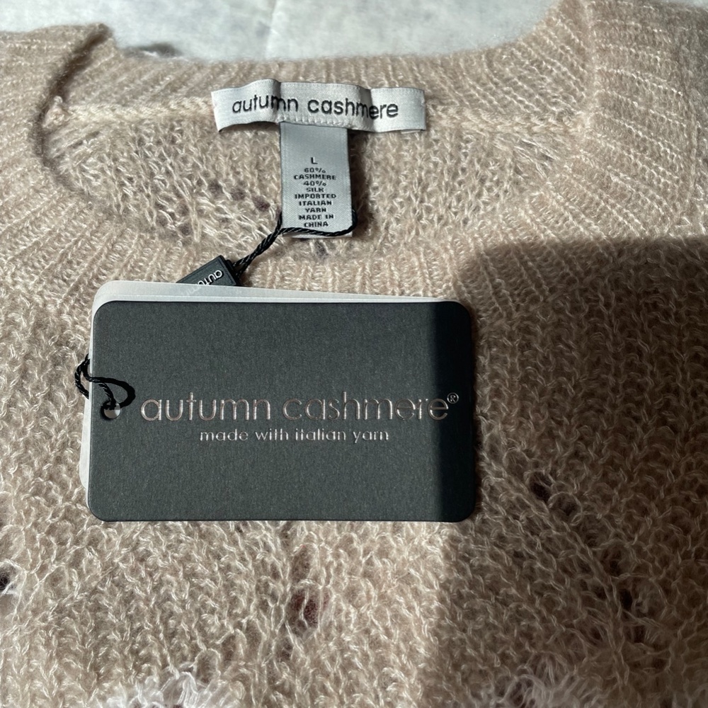 Striped Wave Stitch Cashmere and Silk-blend Sweater from AUTUMN CASHMERE - Picture 8 of 10